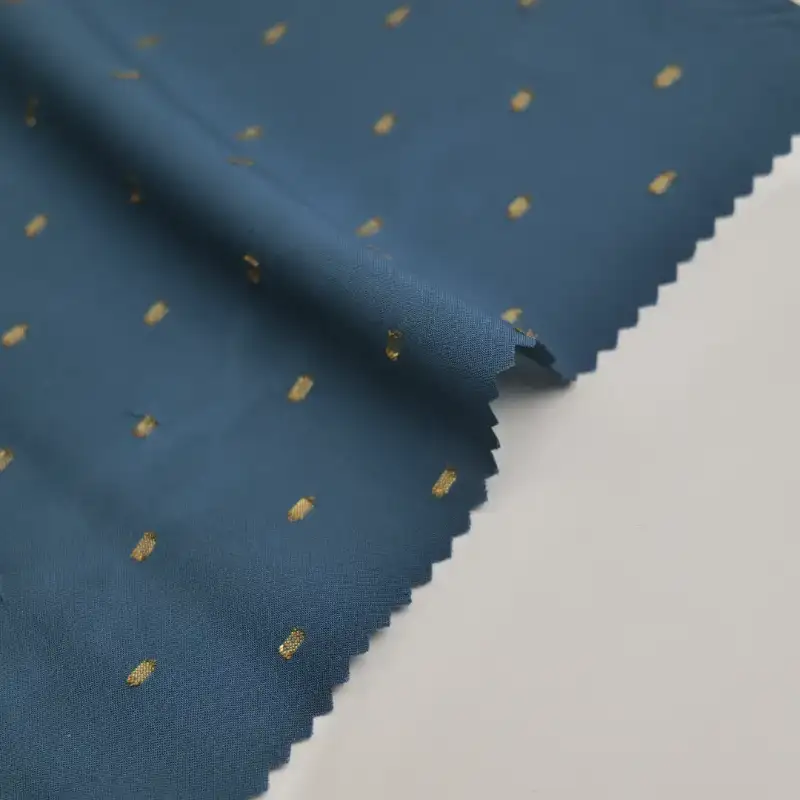 China Fabric for Shirt,Blouse,Shirt Long Sleeve Button ,Shirt Half Sleeve Button ,Over Shirt Polyester Cut Flower Fabric Synthetic Woven Fabric Eco Vero Metallic fiber blue color buy from China wholesaler bulk order at wholesale price free worldwide shipping Alibaba