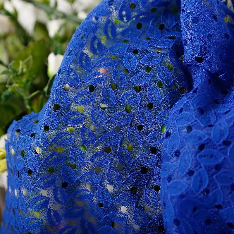 China Fabric for Polo Shirt,Blouse,Skirt,Shirt Long Sleeve Button ,Skirt  Lace Knit Fabric Cotton Nylon Rayon blue color buy from China wholesaler bulk order at wholesale price free worldwide shipping Alibaba
