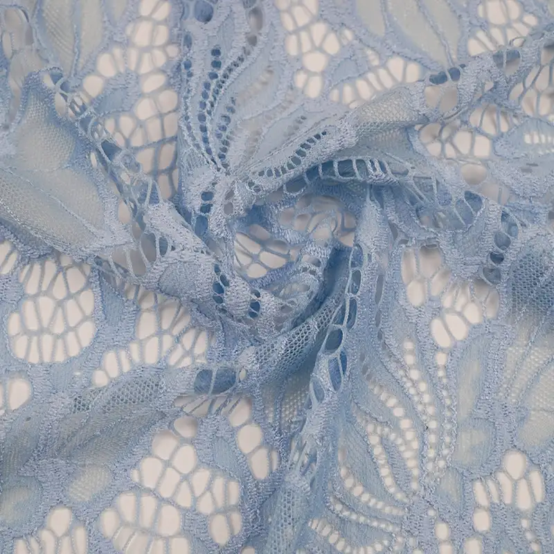 China Fabric for Shirt,Polo Shirt,Blouse,Dresses (Cardigan Button) ,Skirt  Lace Knit Fabric Nylon Spandex blue color buy from China wholesaler bulk order at wholesale price free worldwide shipping Alibaba