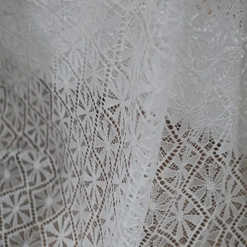 China Fabric for Blouse,Skirt,Shirt Long Sleeve Button ,Dresses (Pullover) ,Skirt  Lace Knit Fabric Cotton Nylon white color buy from China wholesaler bulk order at wholesale price free worldwide shipping Alibaba
