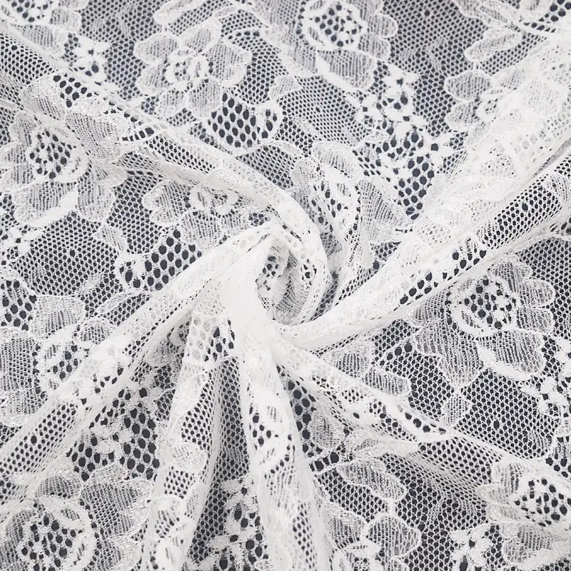 China Fabric for Blouse,Skirt,Shirt Long Sleeve Button ,Dresses (Cardigan Button)  Lace Knit Fabric Nylon Spandex white color buy from China wholesaler bulk order at wholesale price free worldwide shipping Alibaba