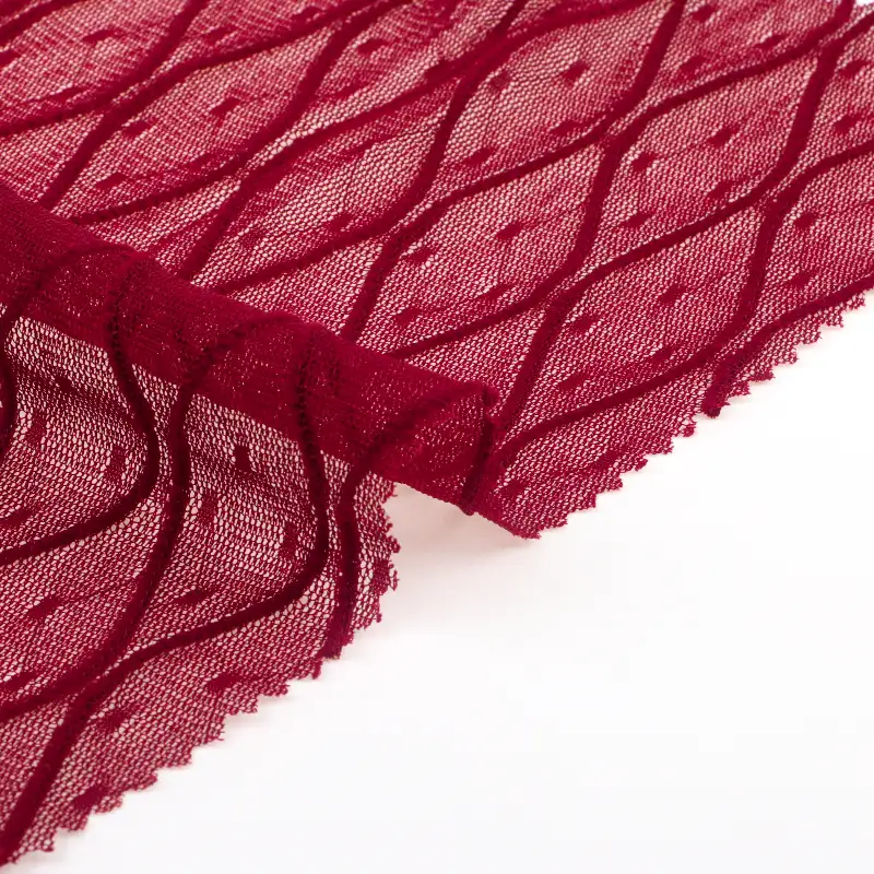 China Fabric for Crop Top,Lingerie,Skirt  Lace Knit Fabric Nylon Spandex Red color buy from China wholesaler bulk order at wholesale price free worldwide shipping Alibaba