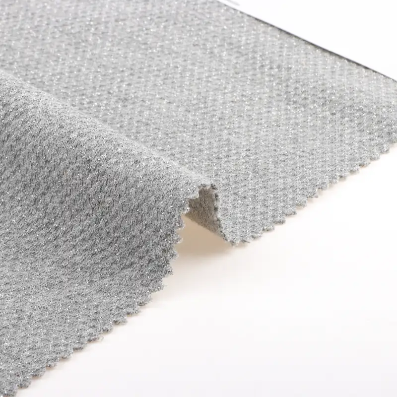 China Fabric for Crop Top,Shorts,Skirt  Weft Jacquard Knit Fabric Cotton Polyester Lurex oyster grey color buy from China wholesaler bulk order at wholesale price free worldwide shipping Alibaba