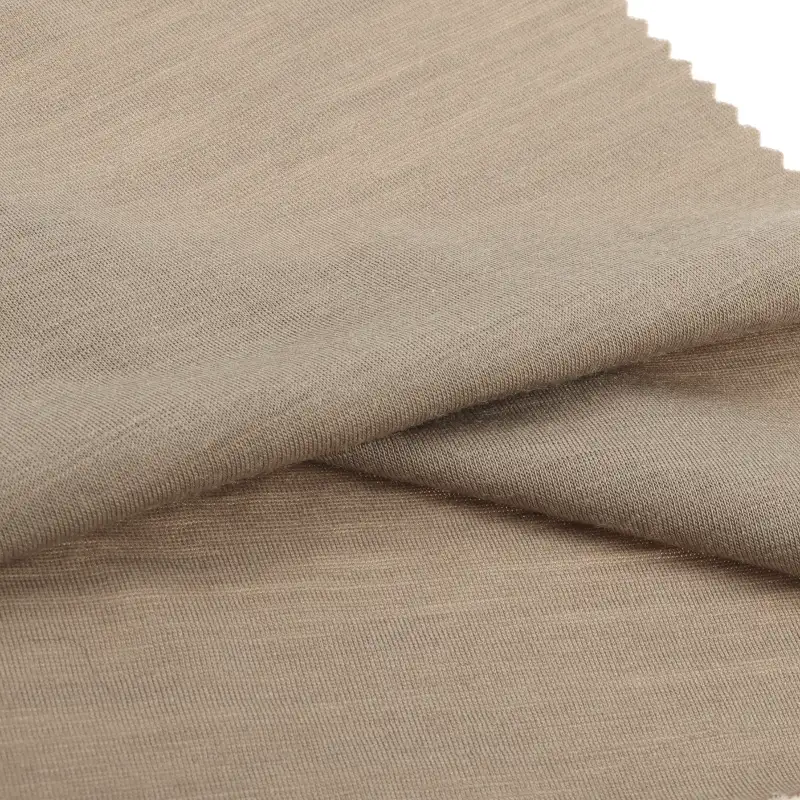 China Fabric for T-Shirt,Polo Shirt,Tank Top Single Jersey Knit Fabric Wool Polyester khaki color buy from China wholesaler bulk order at wholesale price free worldwide shipping Alibaba