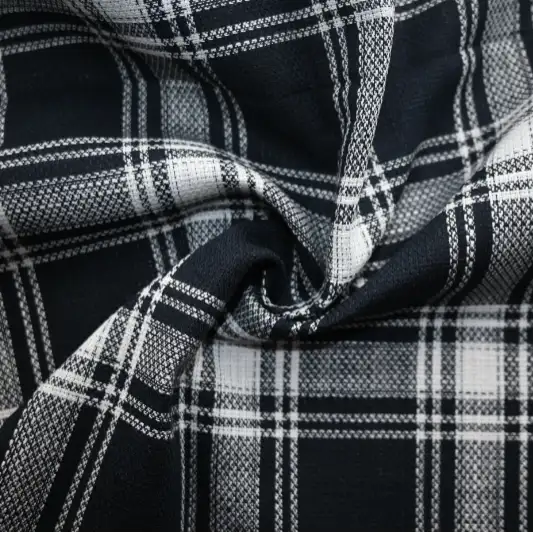 India Fabric for Shirt Cotton Dobby Natural Woven Fabric COTTON Black And White Check color buy from India wholesaler bulk order at wholesale price free worldwide shipping Alibaba