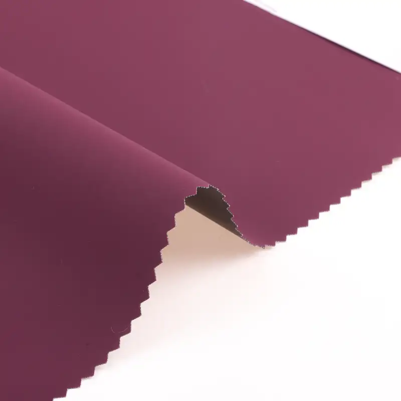 China Fabric for Jackets,Trench Coat,Rain Coat PU Woven Blended Fabric Polyurethane (PU) burgundy color buy from China wholesaler bulk order at wholesale price free worldwide shipping Alibaba