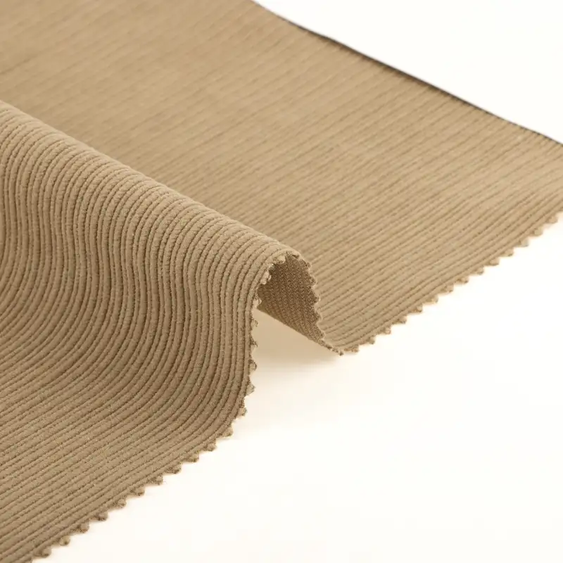 China Fabric for Pants,Jackets,Hoodie,Trench Coat knitted Corduroy Knit Fabric Polyester Khaki color buy from China wholesaler bulk order at wholesale price free worldwide shipping Alibaba