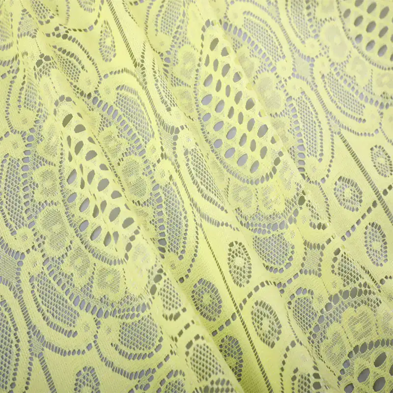 China Fabric for Skirt Lace Knit Fabric Polyester Yellow color buy from China wholesaler bulk order at wholesale price free worldwide shipping Alibaba
