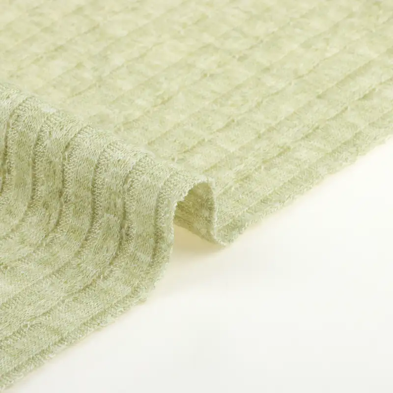 China Fabric for T-Shirt,Open Cardigan (Sweater),Half-Zipper Cardigan (Sweater),Dresses (Cardigan Button) (Sweater),Women's Pants (Sweater) Rib Knit Fabric Polyester Rayon Spandex green color buy from China wholesaler bulk order at wholesale price free worldwide shipping Alibaba