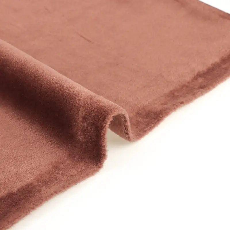 China Fabric for Overcoat Super Soft Velour Knit Fabric Polyester Spandex Brown color buy from China wholesaler bulk order at wholesale price free worldwide shipping Alibaba
