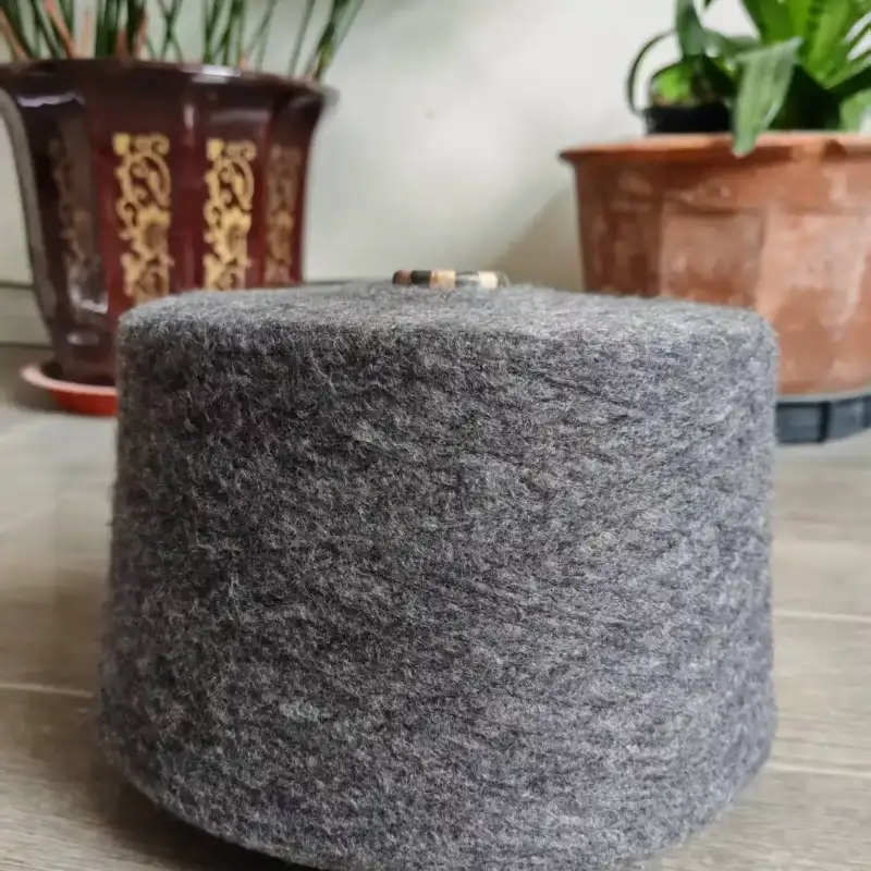 China Yarn for Open Cardigan (Sweater),Full-Zipper Cardigan (Sweater),Half-Zipper Cardigan (Sweater) Mossy Yarn Fancy Yarn Recycled Polyester Acrylic Wool Spandex Gray color buy from China wholesaler bulk order at wholesale price free worldwide shipping Alibaba