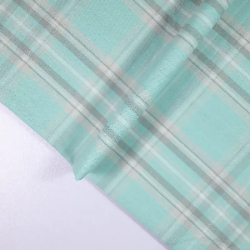 China Fabric for Shirt,Tier Midi Shirt Dress,Womens Slim Fit Shirt Yarn Dyed Check Natural Woven Fabric Cotton cyan grey color buy from China wholesaler bulk order at wholesale price free worldwide shipping Alibaba