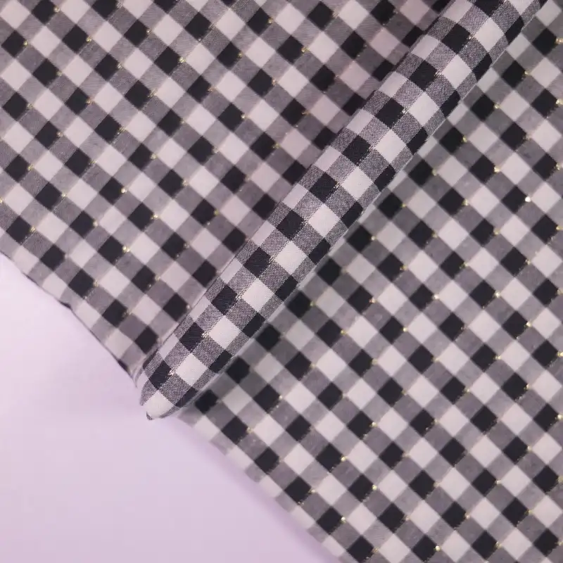 China Fabric for Shirt,Skirt,Tier Midi Shirt Dress Yarn Dyed Check Woven Blended Fabric Cotton Polyester black-white color buy from China wholesaler bulk order at wholesale price free worldwide shipping Alibaba