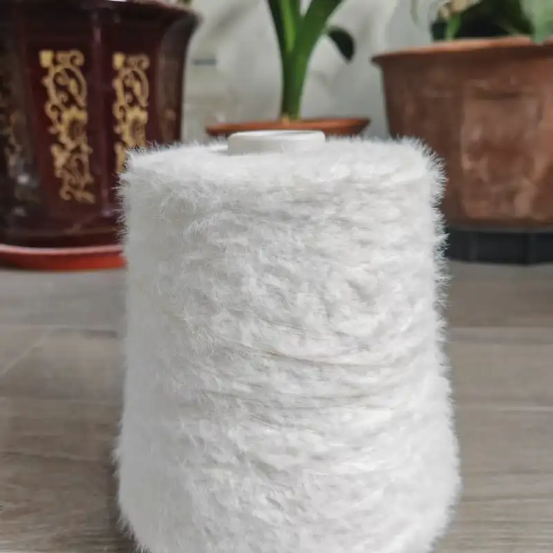 China Yarn for Full-Zipper Cardigan (Sweater),Half-Zipper Cardigan (Sweater),Shirt Long Sleeve Button (Sweater) Cat Feather Yarn Fancy Yarn Nylon white color buy from China wholesaler bulk order at wholesale price free worldwide shipping Alibaba