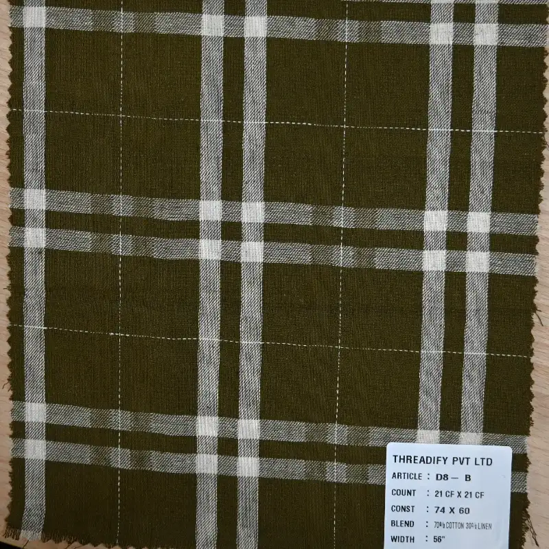 India Fabric for Shirt Cotton Plain Natural Woven Fabric COTTON LINEN Check color buy from India wholesaler bulk order at wholesale price free worldwide shipping Alibaba