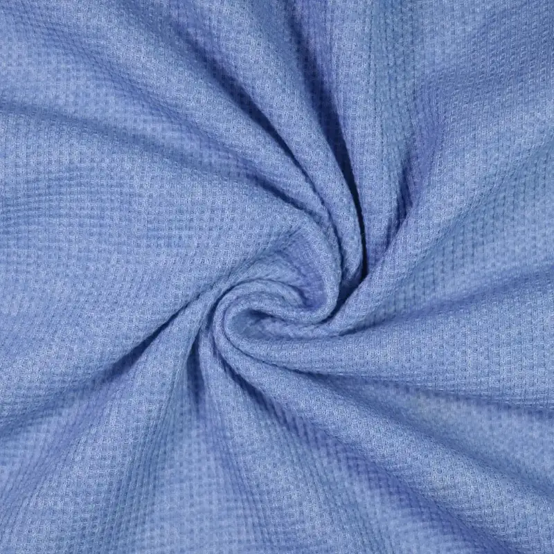 China Fabric for T-Shirt,Wide Leg Capri Pants,Tank Midi Dress,Tank Wrap Midi Dress Waffle Knit Fabric Cotton Polyester blue color buy from China wholesaler bulk order at wholesale price free worldwide shipping Alibaba