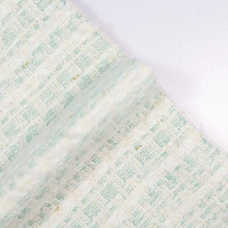 China Fabric for Jackets,Overcoat,Open Waistcoat Chanel-Style Fabric Woolen Polyester Rayon white green color buy from China wholesaler bulk order at wholesale price free worldwide shipping Alibaba
