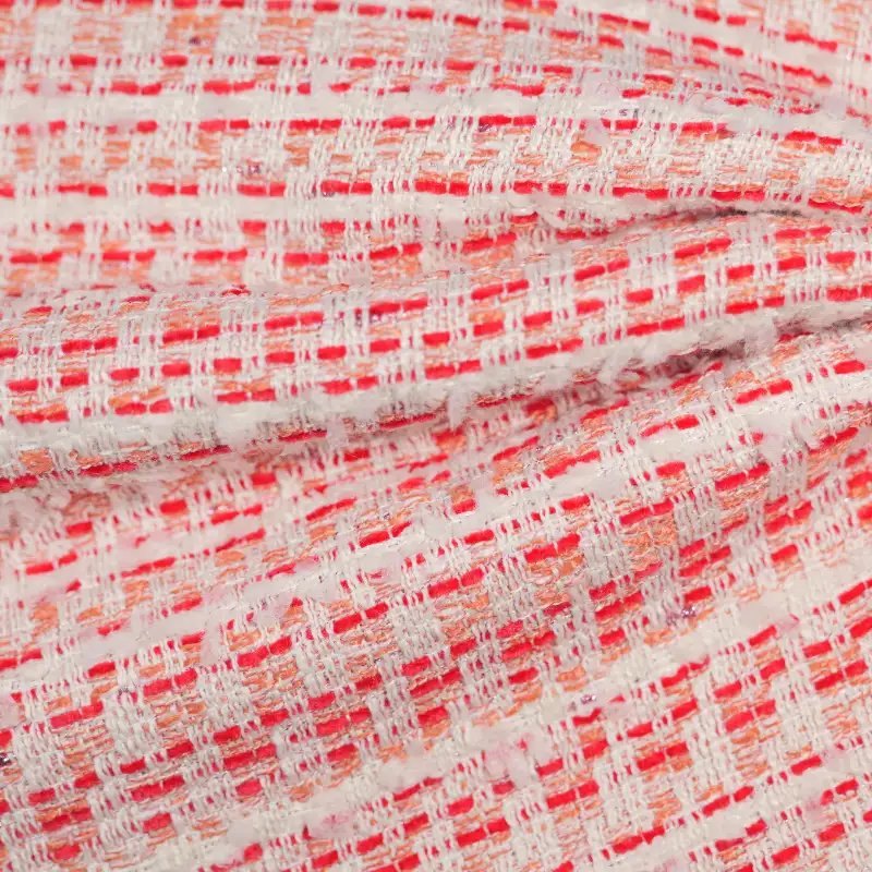 China Fabric for Skirt,Trench Coat,Womens Ruffled Trims Vest Chanel-Style Fabric Woolen Polyester Rayon red color buy from China wholesaler bulk order at wholesale price free worldwide shipping Alibaba