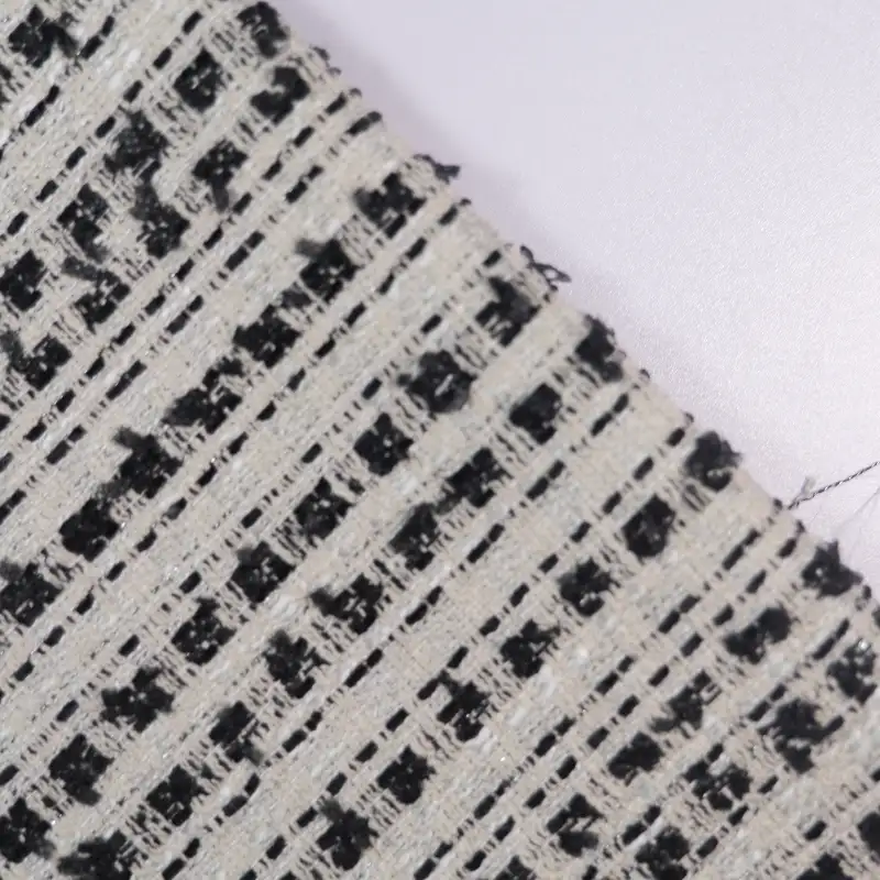 China Fabric for Jackets,Skirt,Kids Doll Collar A-Line Short Coat Chanel-Style Fabric Woolen Polyester Rayon white black color buy from China wholesaler bulk order at wholesale price free worldwide shipping Alibaba
