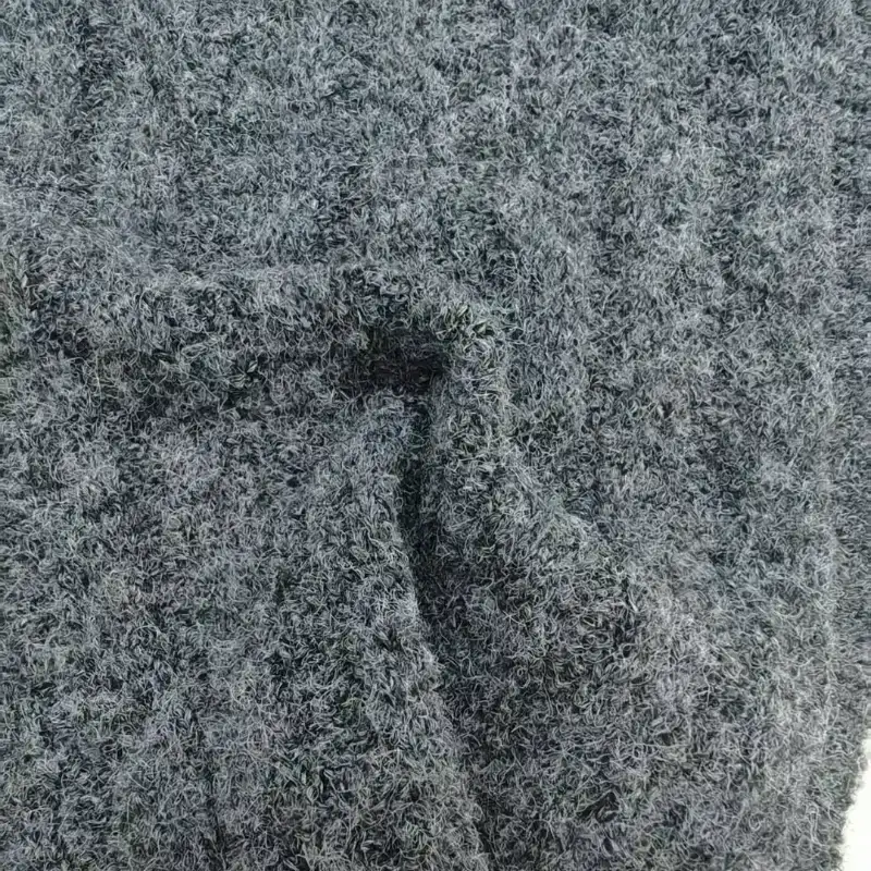 China Yarn for Hoodie,Open Cardigan (Sweater),Half-Zipper Cardigan (Sweater) Mossy Yarn Fancy Yarn Recycled Polyester RWS Wool Spandex Dark grey color buy from China wholesaler bulk order at wholesale price free worldwide shipping Alibaba