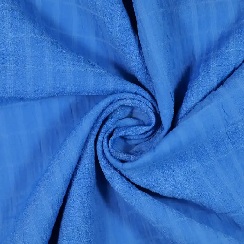 China Fabric for Shirt,Skirt,Backless Beach Dress Crepe Synthetic Woven Fabric Polyester Spandex BLUE color buy from China wholesaler bulk order at wholesale price free worldwide shipping Alibaba
