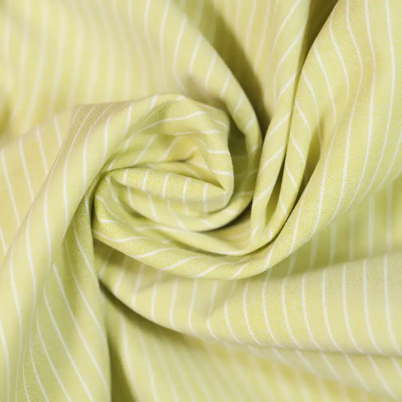China Fabric for Shirt,Skirt,Backless Beach Dress Yarn Dyed Stripe Woven Blended Fabric Polyester Rayon PTT yellow color buy from China wholesaler bulk order at wholesale price free worldwide shipping Alibaba