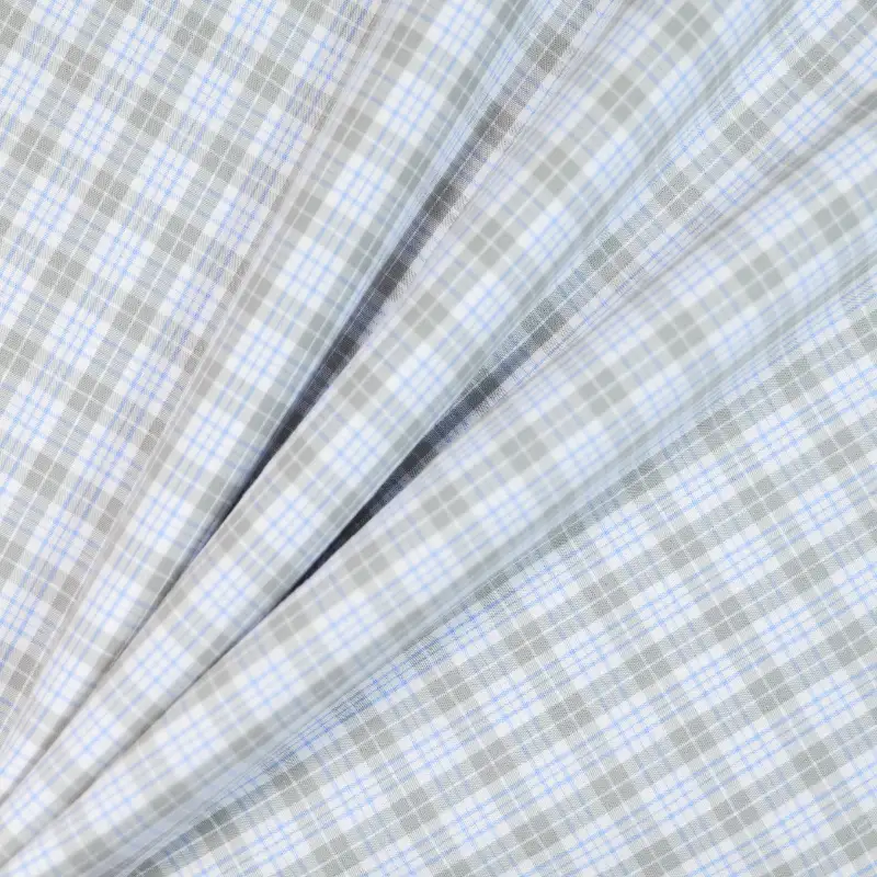 China Fabric for Shirt,Backless Beach Dress,Strap Midi Dress Yarn Dyed Check Natural Woven Fabric Cotton GREY BLUE color buy from China wholesaler bulk order at wholesale price free worldwide shipping Alibaba