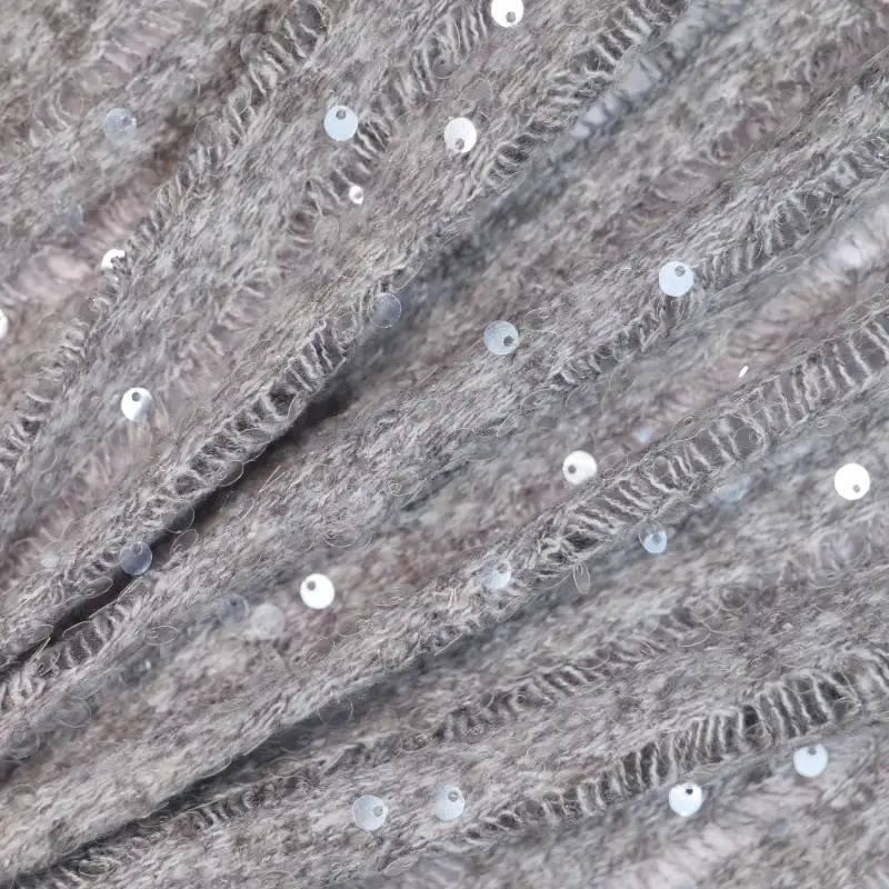 China Fabric for Skirt,Backless Beach Dress Sequined Mesh Fabric Knit Fabric Polyester GREY color buy from China wholesaler bulk order at wholesale price free worldwide shipping Alibaba