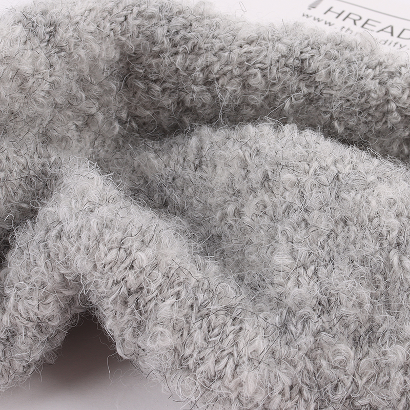 China Yarn for Half-Zipper Cardigan (Sweater),Knitted Trousers (Sweater),Knitted Jacket (Sweater) Boucle Yarn Fancy Yarn Recycled Polyester Acrylic RWS Wool Spandex Grey color buy from China wholesaler bulk order at wholesale price free worldwide shipping Alibaba