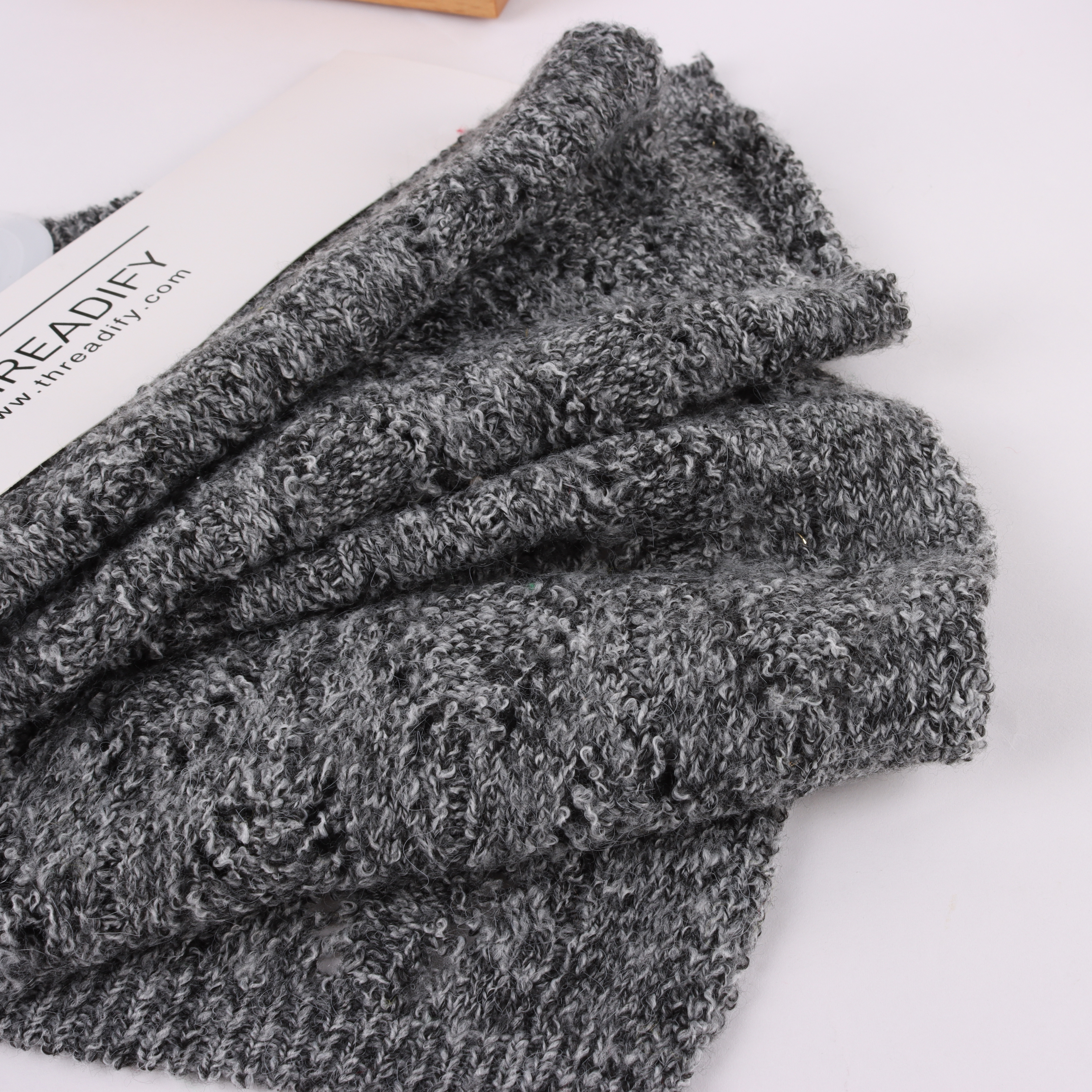 China Yarn for Dresses (Cardigan Button) (Sweater),Ladies Vest (Sweater)  Mossy Yarn Fancy Yarn Recycled Polyester Nylon Spandex Grey Melange color buy from China wholesaler bulk order at wholesale price free worldwide shipping Alibaba