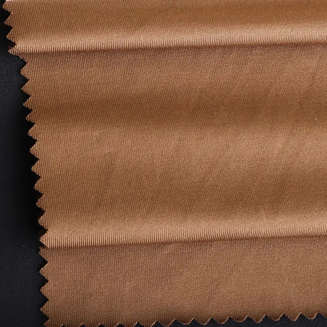 China Fabric for T-Shirt,Pajamas,Loungewear,Yoga Pants,Tracksuits Single Jersey Knit Fabric Polyester Spandex Brown color buy from China wholesaler bulk order at wholesale price free worldwide shipping Alibaba