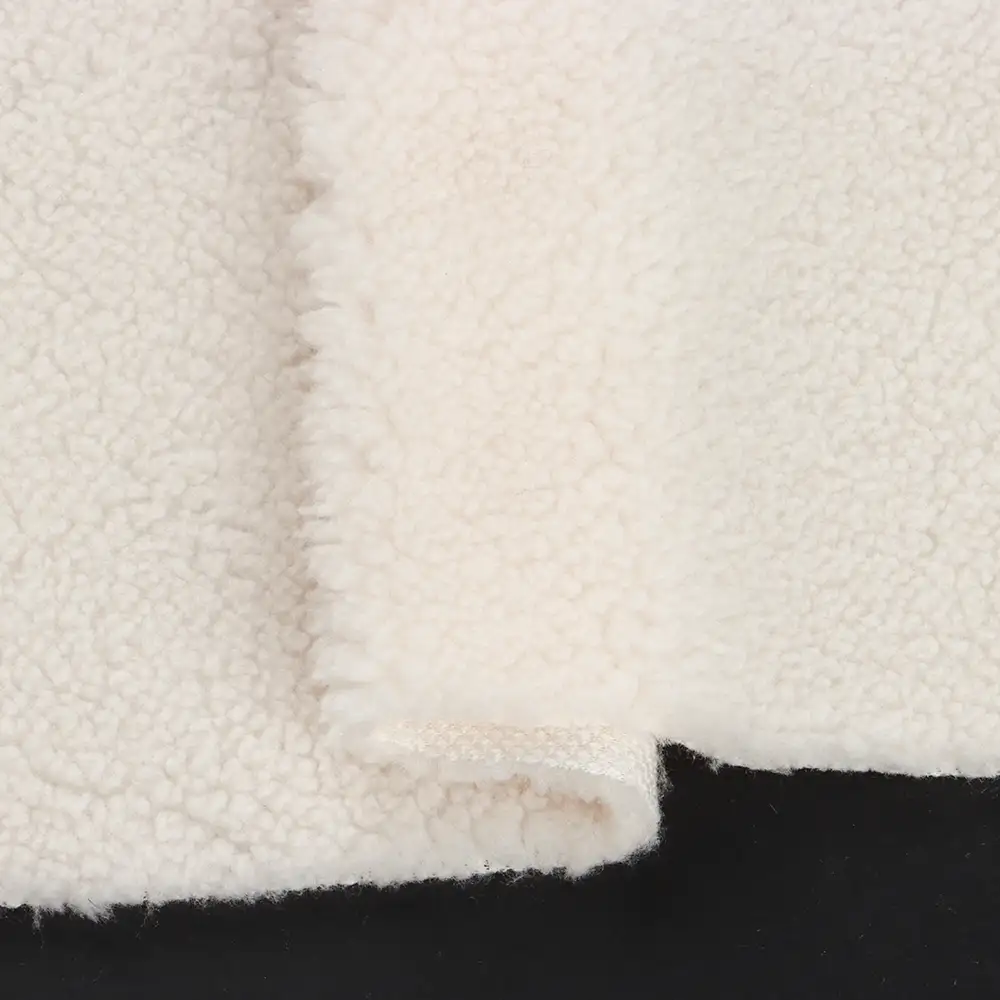 China Fabric for Overcoat,Bomber Jacket,Trench Coat Sherpa Knit Fabric Polyester Off-white color buy from China wholesaler bulk order at wholesale price free worldwide shipping Alibaba