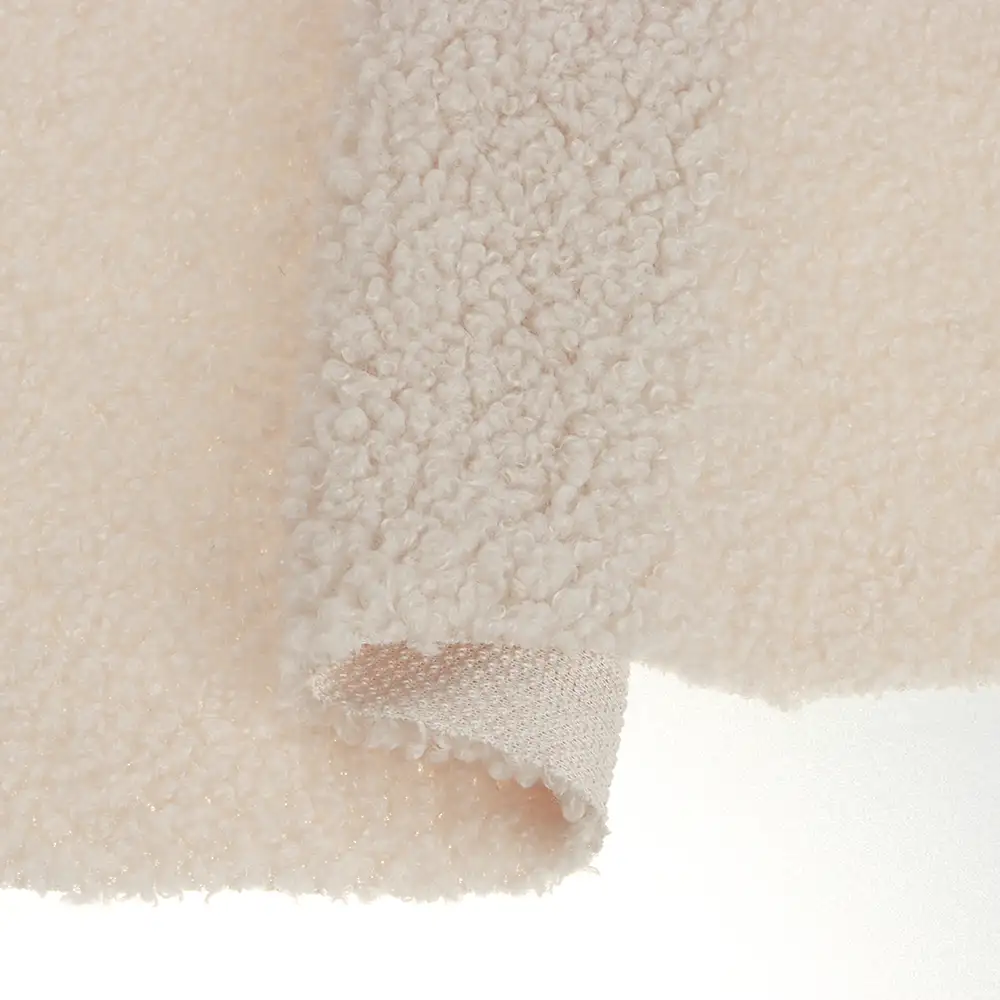 China Fabric for Overcoat,Bomber Jacket,Trench Coat Sherpa Knit Fabric Polyester Beige color buy from China wholesaler bulk order at wholesale price free worldwide shipping Alibaba