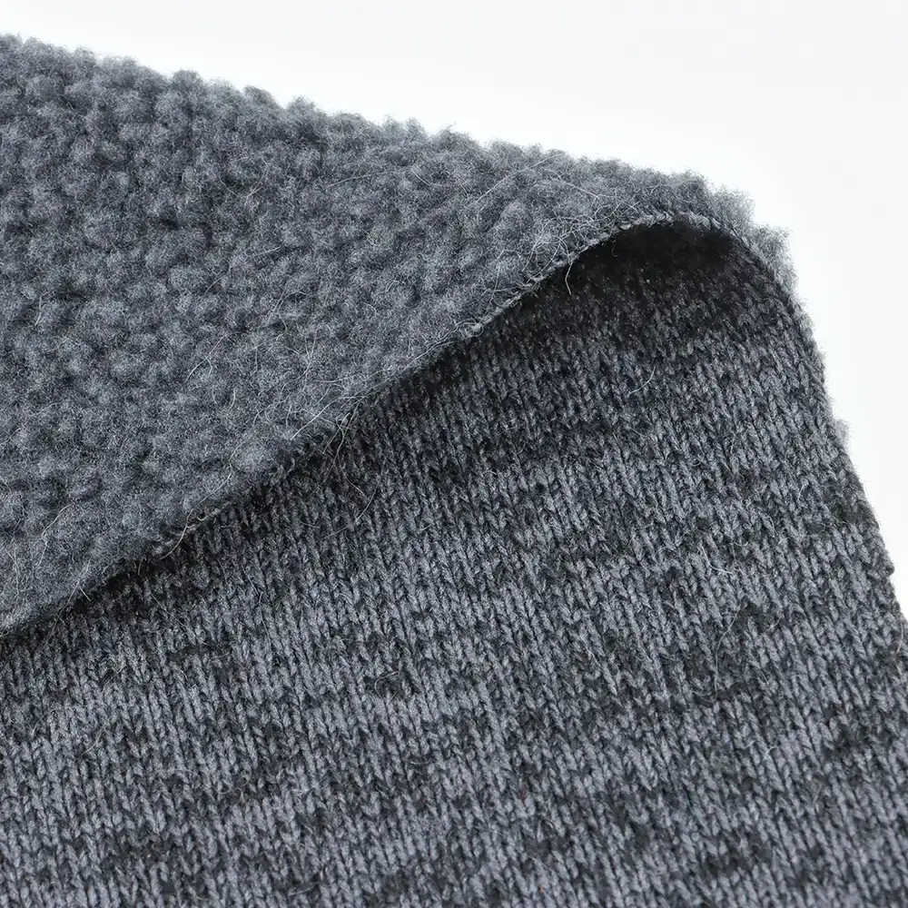 China Fabric for Overcoat,Bomber Jacket,Trench Coat Sherpa Knit Fabric Polyester Melange color buy from China wholesaler bulk order at wholesale price free worldwide shipping Alibaba