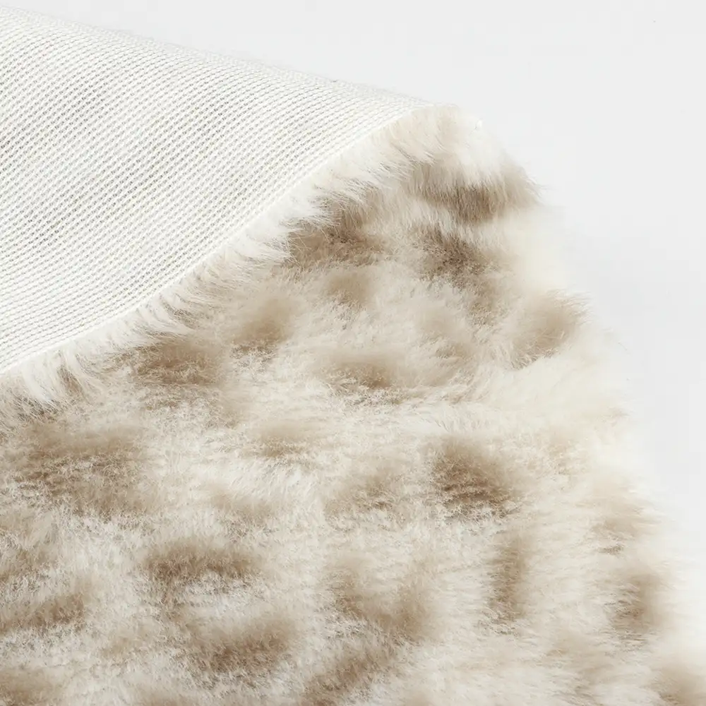 China Fabric for Overcoat,Bomber Jacket,Trench Coat Sherpa Knit Fabric Polyester Beige Leopard print color buy from China wholesaler bulk order at wholesale price free worldwide shipping Alibaba