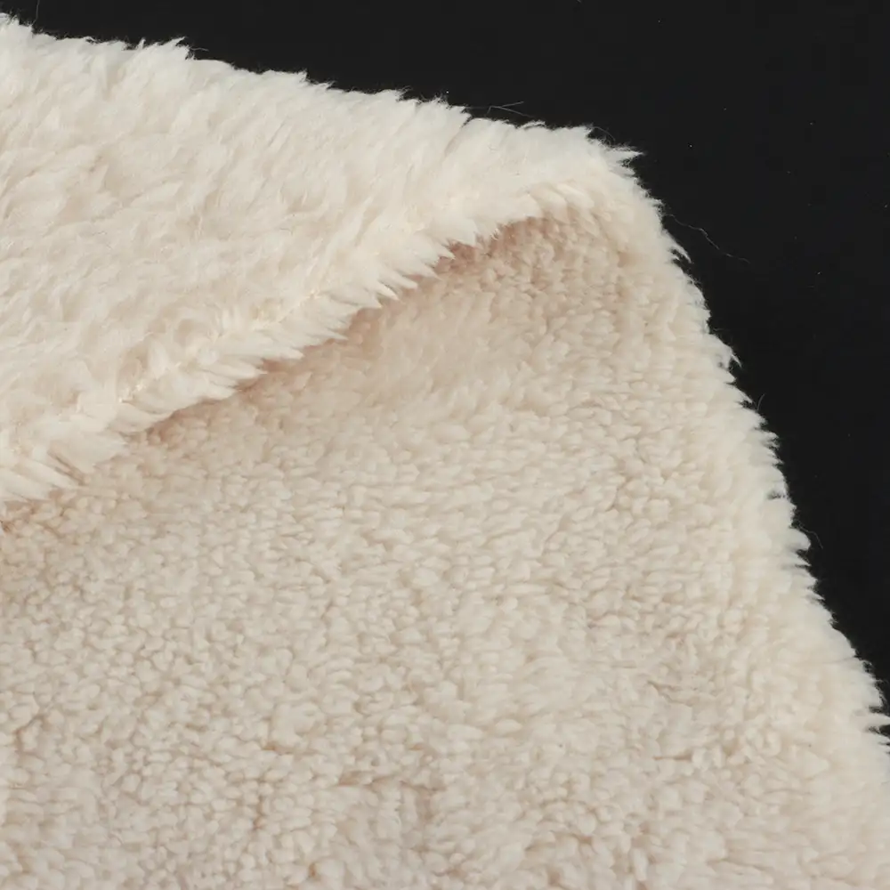 China Fabric for Overcoat,Bomber Jacket,Trench Coat Sherpa Knit Fabric Polyester Off-white color buy from China wholesaler bulk order at wholesale price free worldwide shipping Alibaba