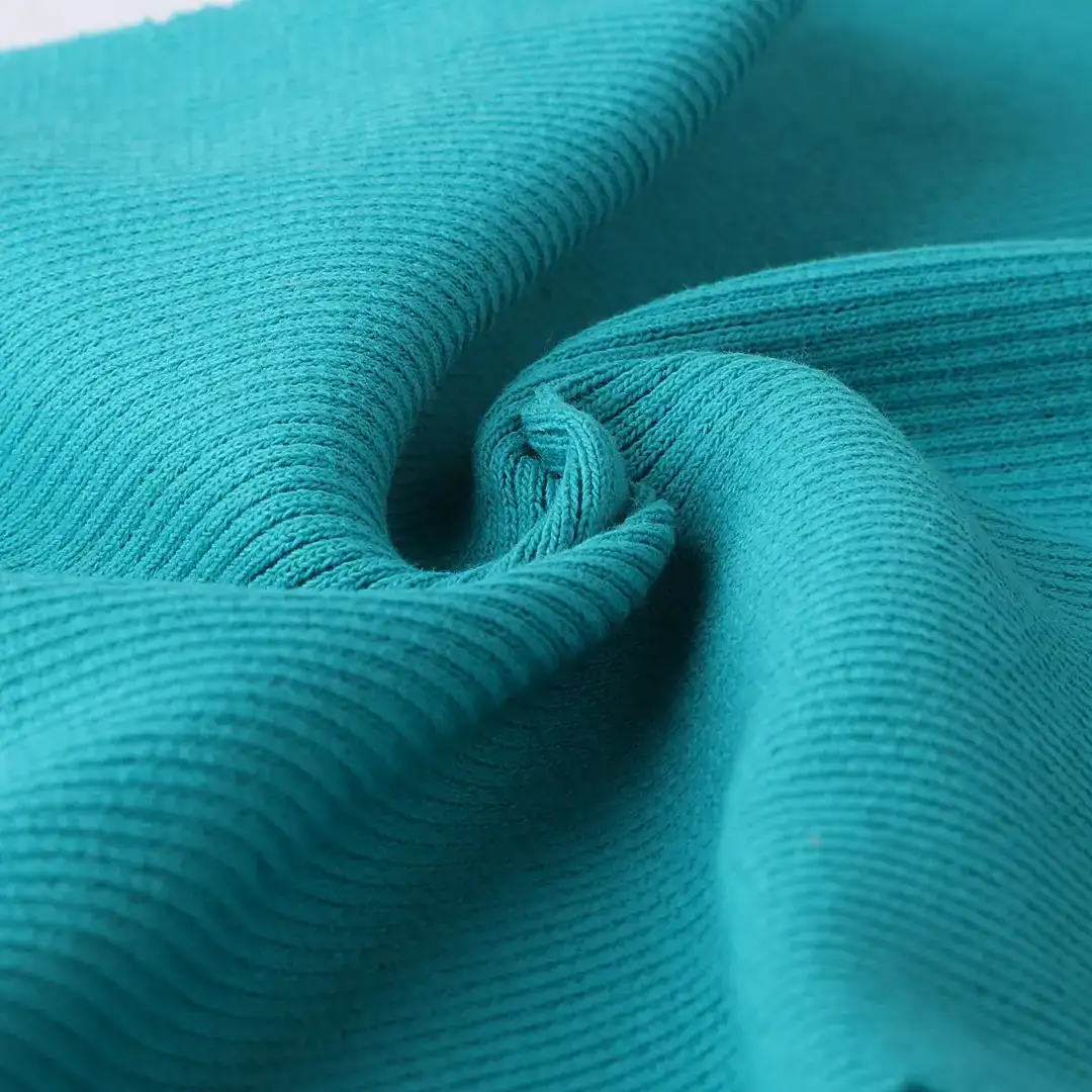China Fabric for Crop Top,Hoodie,Tank Top Rib Knit Fabric Cotton Polyester Spandex Blue color buy from China wholesaler bulk order at wholesale price free worldwide shipping Alibaba