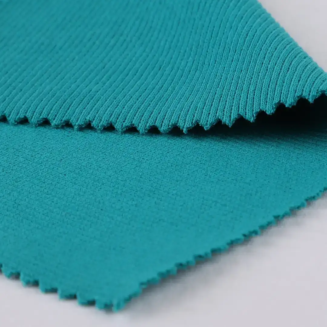 China Fabric for Crop Top,Hoodie,Tank Top Rib Knit Fabric Cotton Polyester Spandex Blue color buy from China wholesaler bulk order at wholesale price free worldwide shipping Alibaba