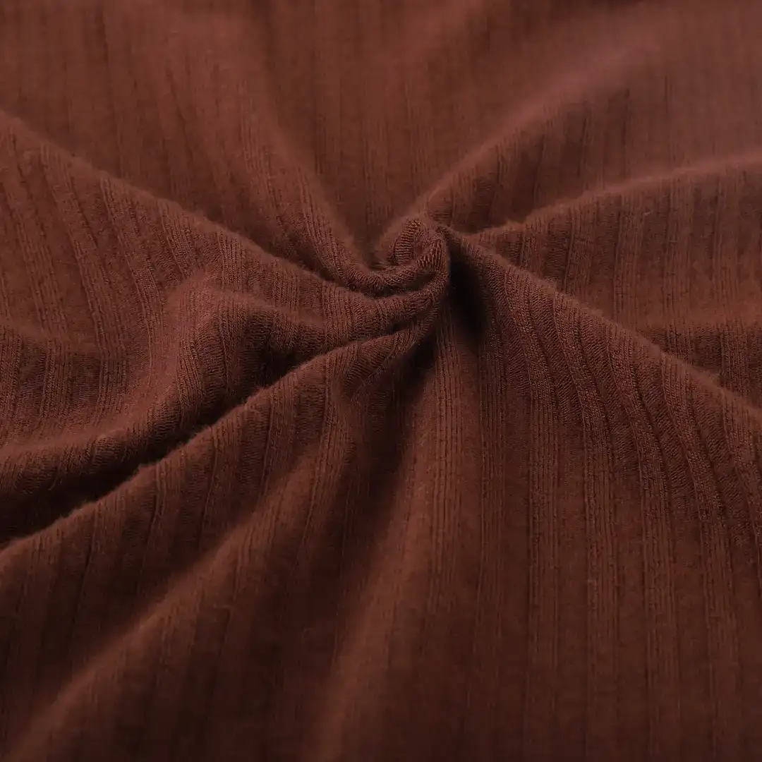 China Fabric for Crop Top,Hoodie,Tank Top Rib Knit Fabric Rayon Spandex Brown color buy from China wholesaler bulk order at wholesale price free worldwide shipping Alibaba