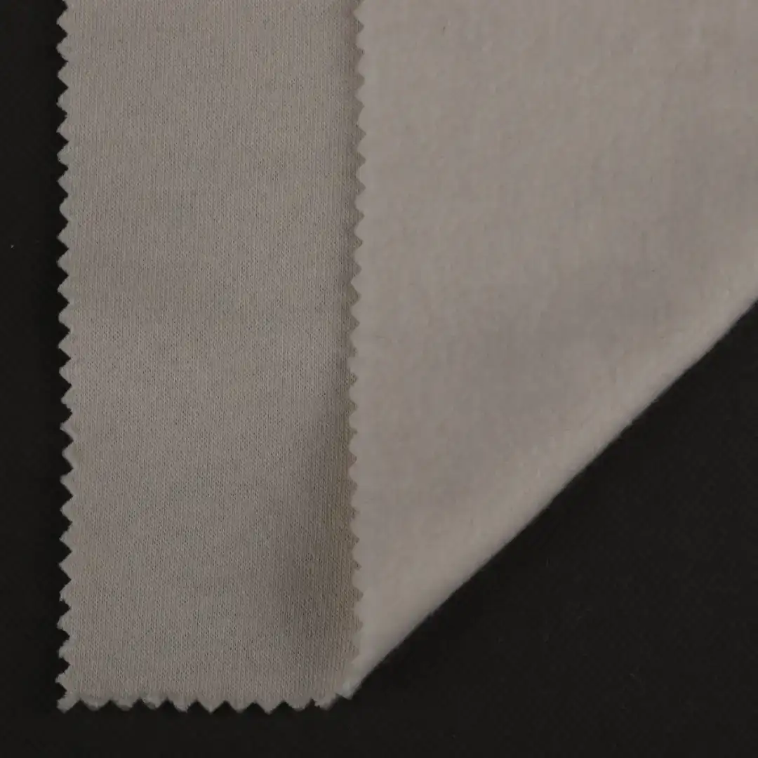 China Fabric for Hoodie,Sweatshirt,Jacket Fleece Knit Fabric BCI Cotton Recycled Polyester White color buy from China wholesaler bulk order at wholesale price free worldwide shipping Alibaba