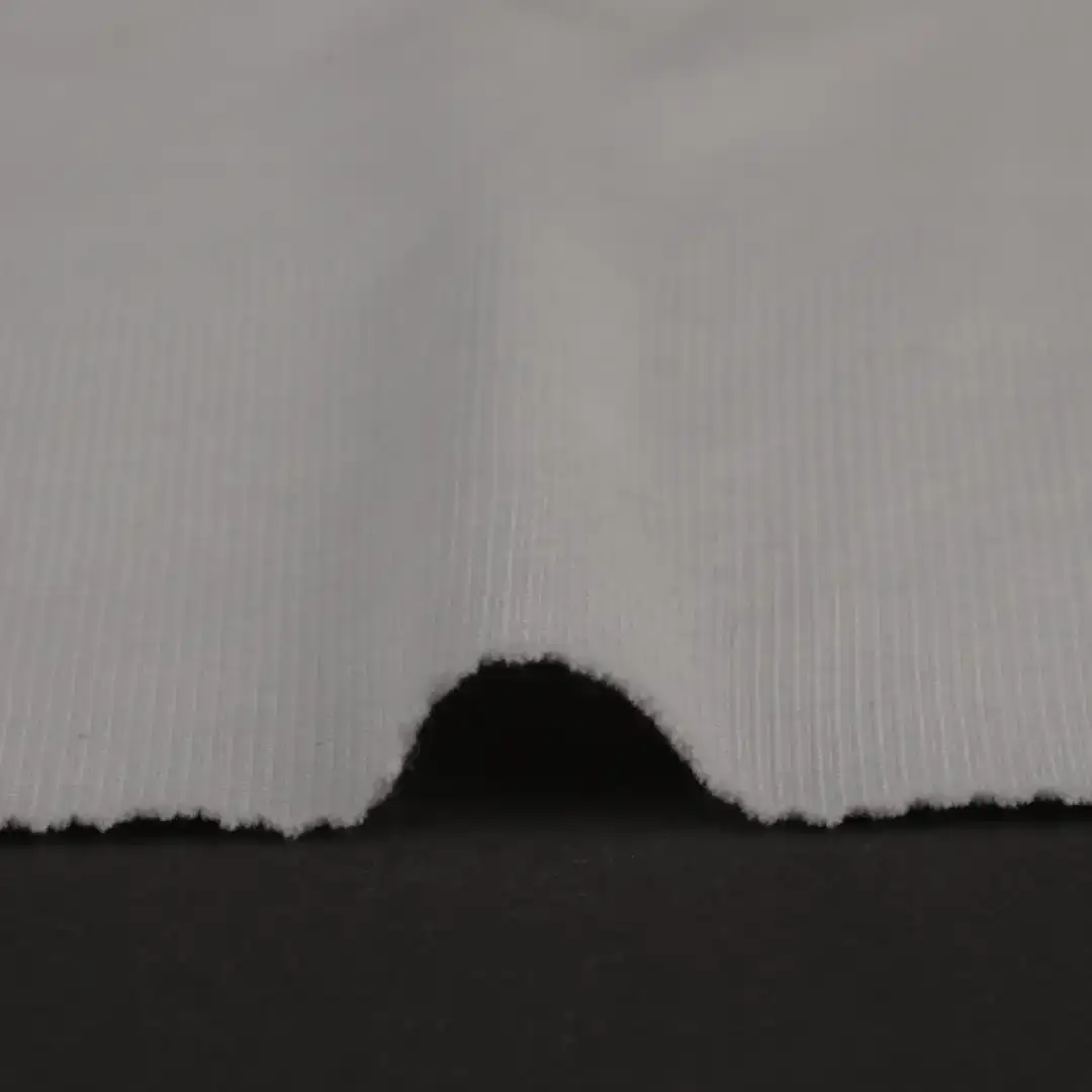 China Fabric for Crop Top,Hoodie,Tank Top Rib Knit Fabric Cotton Polyester Spandex White color buy from China wholesaler bulk order at wholesale price free worldwide shipping Alibaba