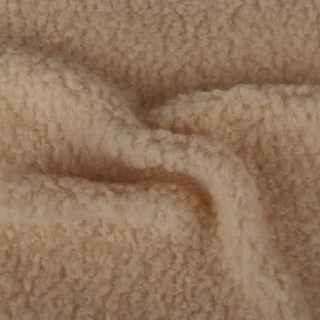 China Fabric for Overcoat,Bomber Jacket,Trench Coat Sherpa Knit Fabric Polyester Beige color buy from China wholesaler bulk order at wholesale price free worldwide shipping Alibaba