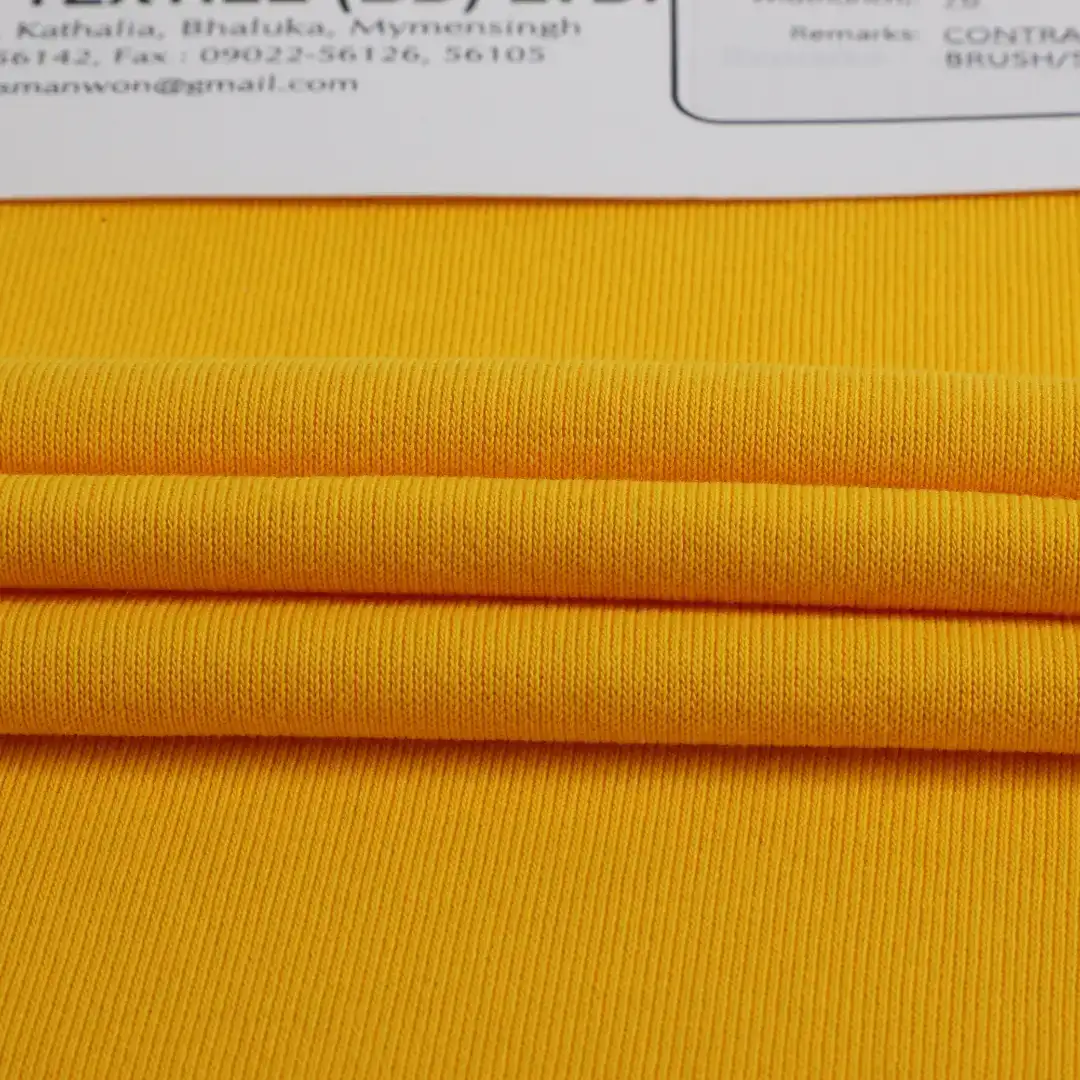 Bangladesh Fabric for Sweatshirt,Jogger,Loungewear French Terry Knit Fabric Cotton Polyester Yellow color buy from Bangladesh wholesaler bulk order at wholesale price free worldwide shipping Alibaba