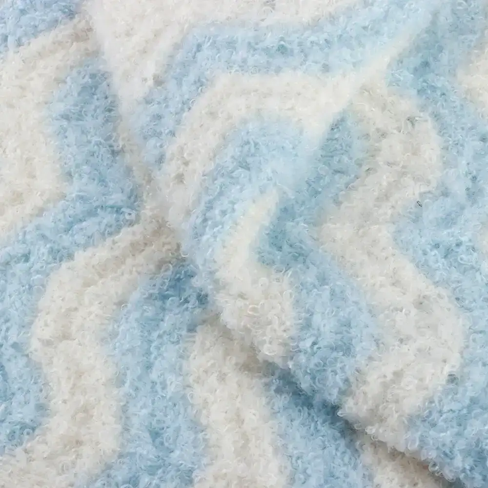 China Yarn for Half-Zipper Cardigan (Sweater),Knitted Jacket (Sweater),Knitted Trousers (Sweater) Boucle Yarn Fancy Yarn Recycled Polyester blue color buy from China wholesaler bulk order at wholesale price free worldwide shipping Alibaba