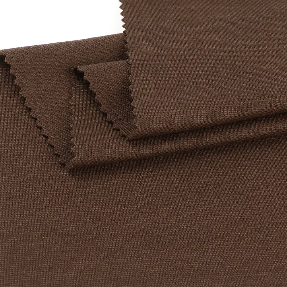 China Fabric for Suit Trouser,Blazer Ponte Roma Knit Fabric Polyester Rayon Spandex Brown color buy from China wholesaler bulk order at wholesale price free worldwide shipping Alibaba