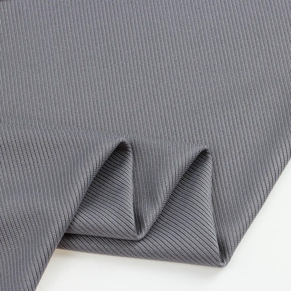 China Fabric for Tank Top,Crop Top,Hoodie Rib Knit Fabric Polyester Spandex Grey color buy from China wholesaler bulk order at wholesale price free worldwide shipping Alibaba