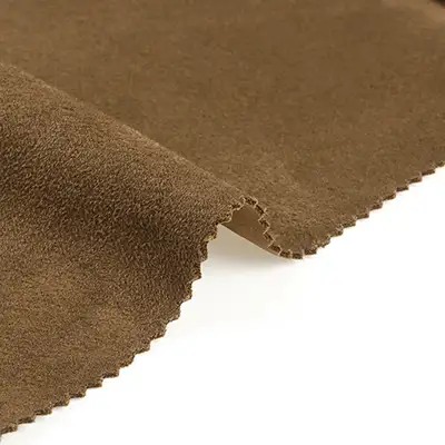 China Fabric for Blazer Warp Suede Knit Fabric Polyester Brown color buy from China wholesaler bulk order at wholesale price free worldwide shipping Alibaba