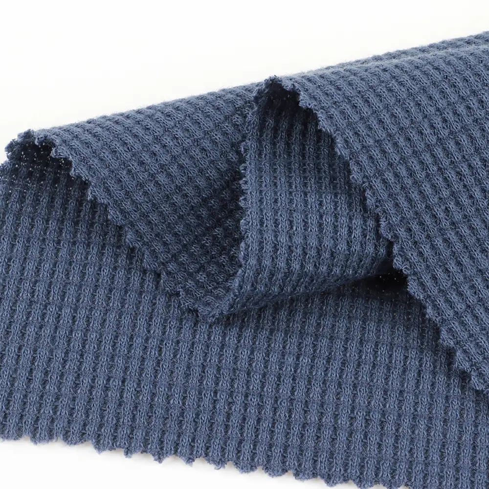 China Fabric for Loungewear,Pajamas,Hoodie Waffle Knit Fabric Polyester Cotton Spandex Blue color buy from China wholesaler bulk order at wholesale price free worldwide shipping Alibaba