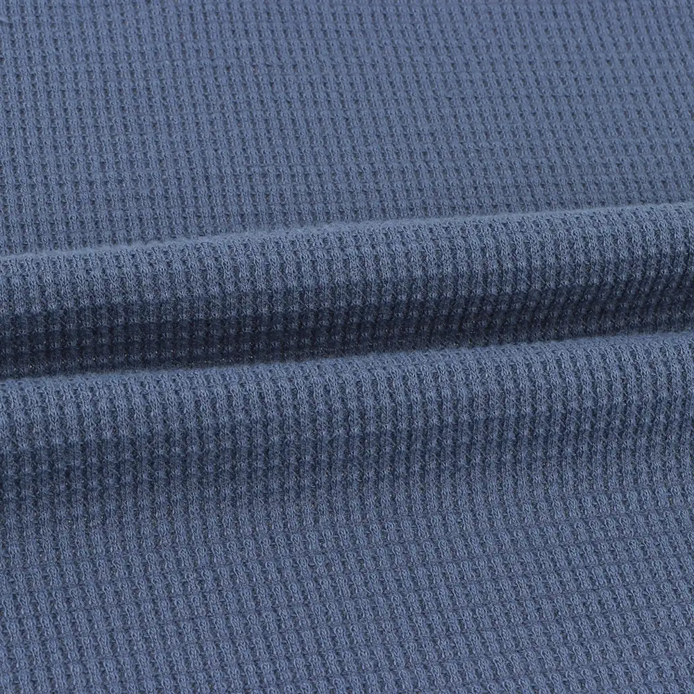 China Fabric for Loungewear,Pajamas,Hoodie Waffle Knit Fabric Polyester Cotton Spandex Blue color buy from China wholesaler bulk order at wholesale price free worldwide shipping Alibaba