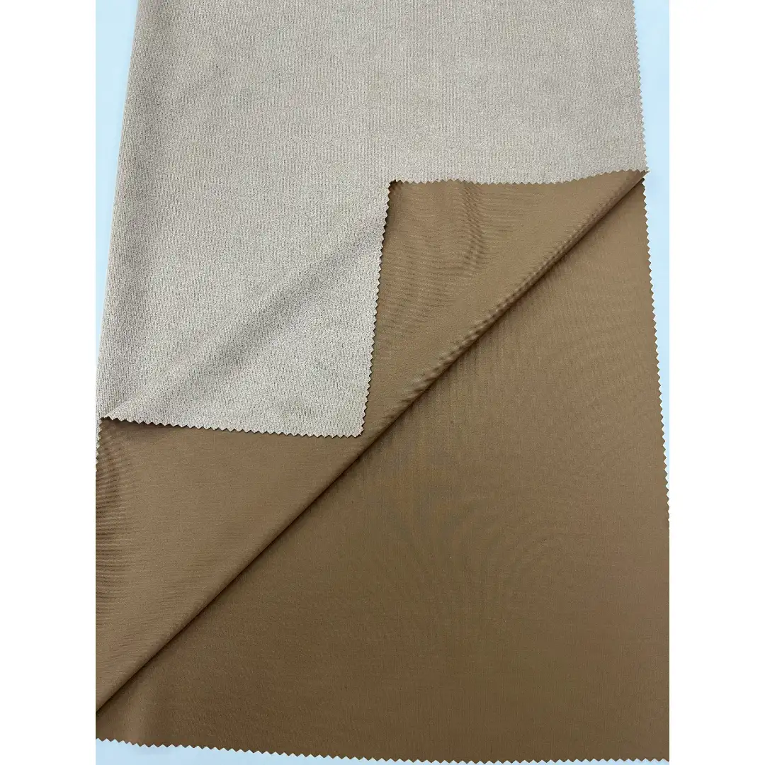 China Fabric for Jacket,Pants,Blazer Weft Suede Knit Fabric Polyester Elastane 卡其 color buy from China wholesaler bulk order at wholesale price free worldwide shipping Alibaba